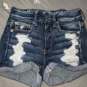 American Eagle medium wash ripped shorts